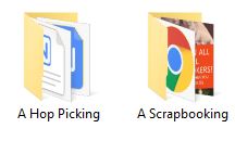 Screen capture showing two folders. One labeled "Hop Picking" the other "Scrapbooking"